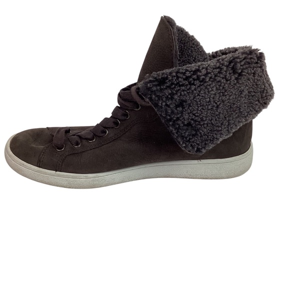 UGG Starlyn Leather Sheepskin High Top Sneakers Dark Brown - Picture 5 of 14